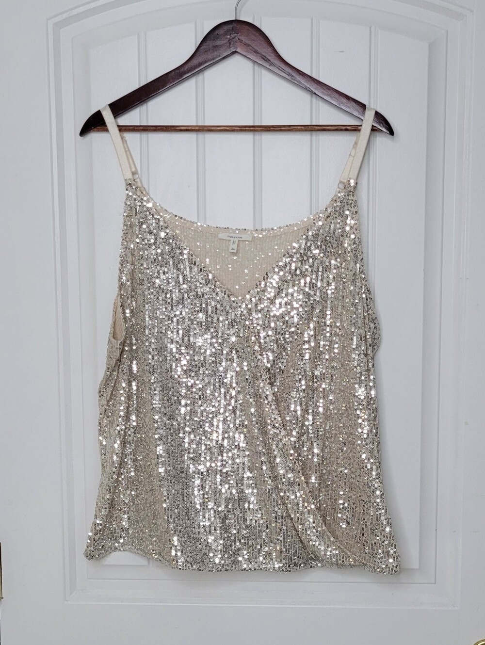 Maurices Champagne Sequin Spaghetti Strap Top
